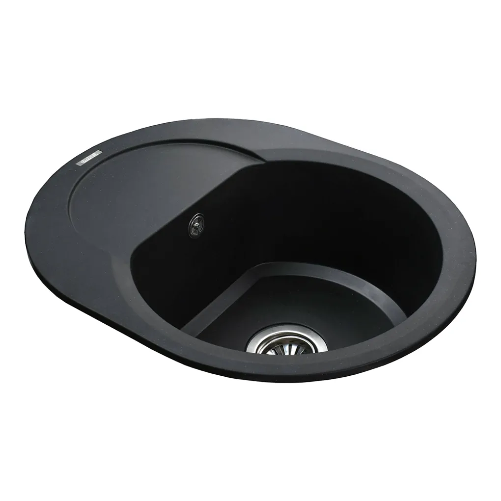 Гранітна мийка Globus Lux MORAINE 600х470-А0001, чорний- Фото 3